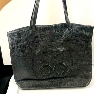 Coach Julia Op-Art black leather tote